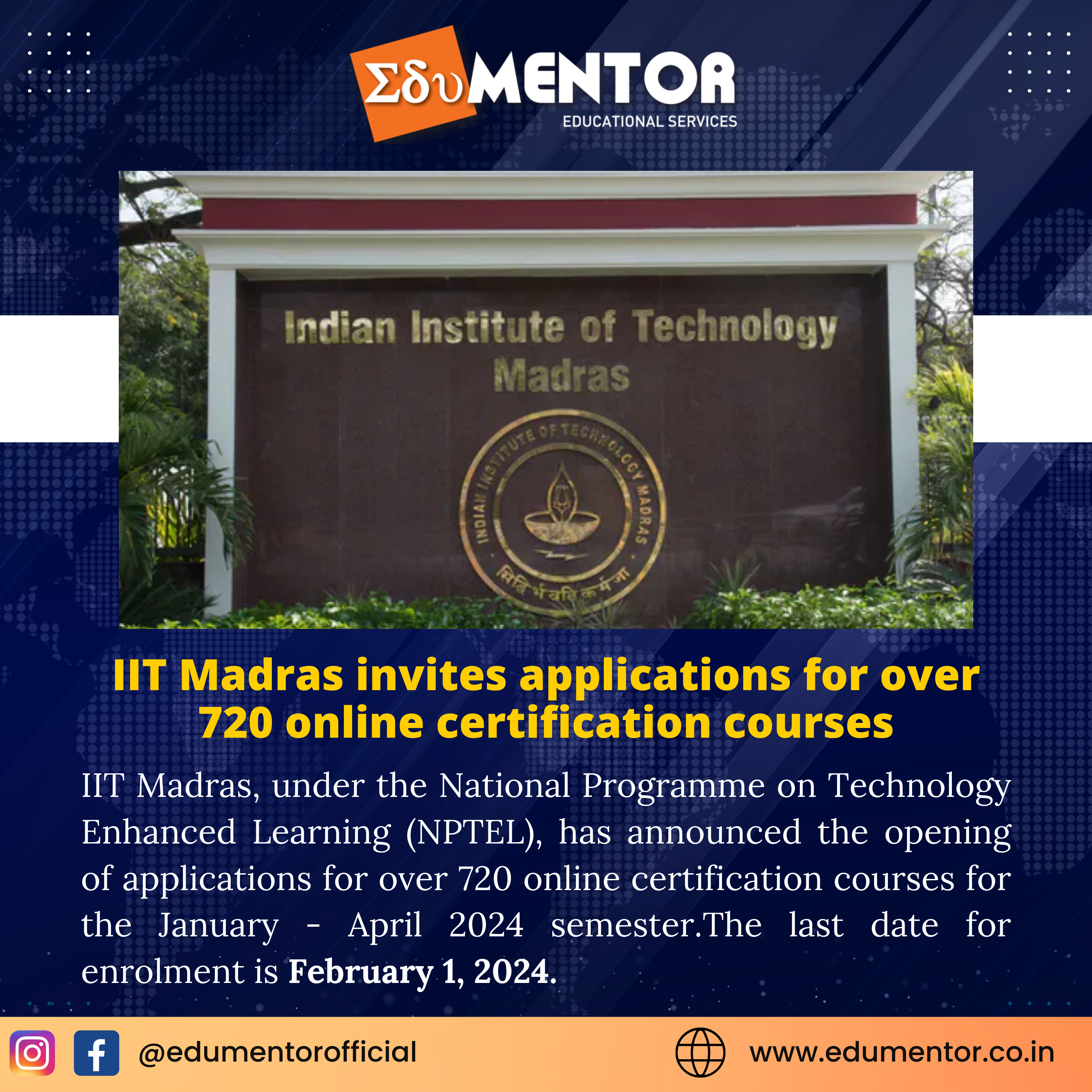 IIT Madras is accepting applications for more than 720 online certification courses.